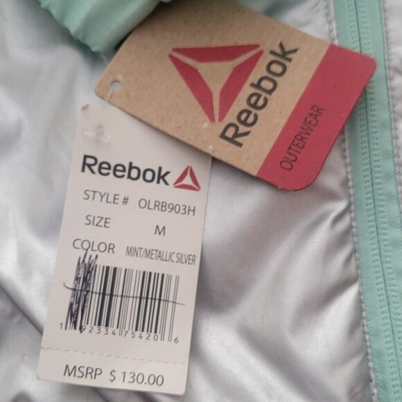 Reebok Mint Metallic Hooded Polar Fleece Lined Track Jacket Windbreaker NEW - Picture 12 of 15